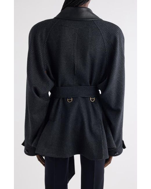 Chloé Black Houndstooth Wool Hunting Jacket