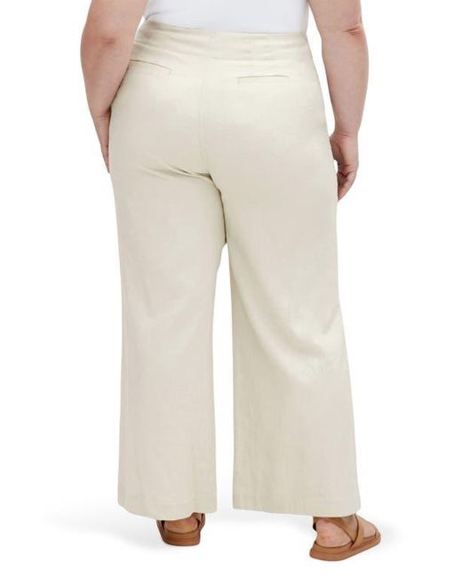 City Chic Natural Viven Linen Blend Wide Leg Pants