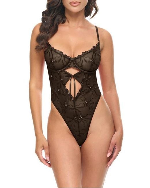 Oh La La Cheri Black Mariah Bow Sheer Mesh Teddy