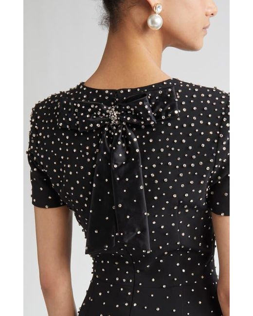 Carolina Herrera Black Crystal Embellished Stretch Crepe Column Gown