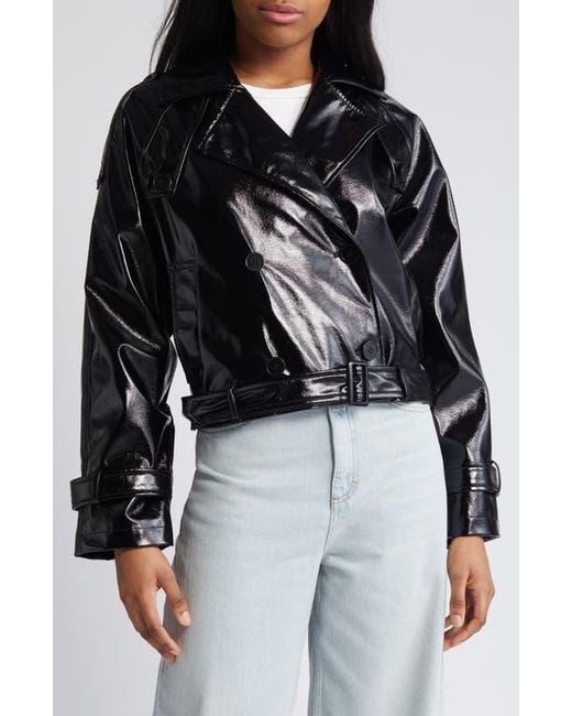 Noisy May Black Neal Patent Faux Leather Moto Jacket