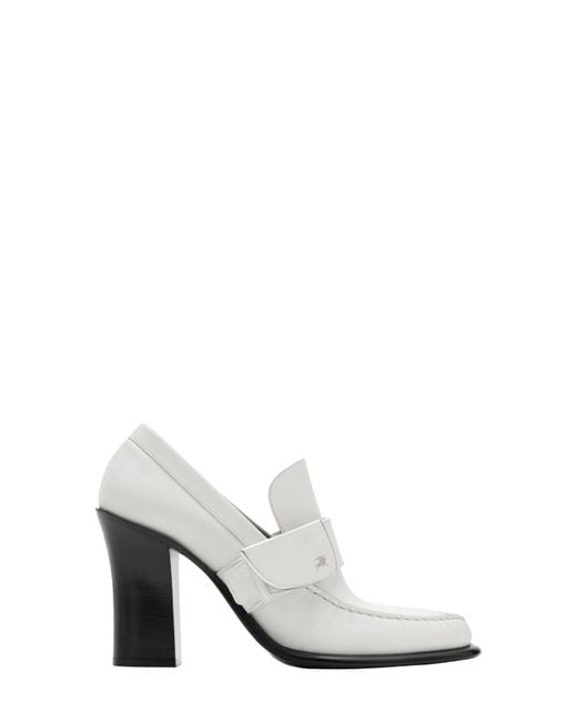 Burberry White Shield Loafer Pump