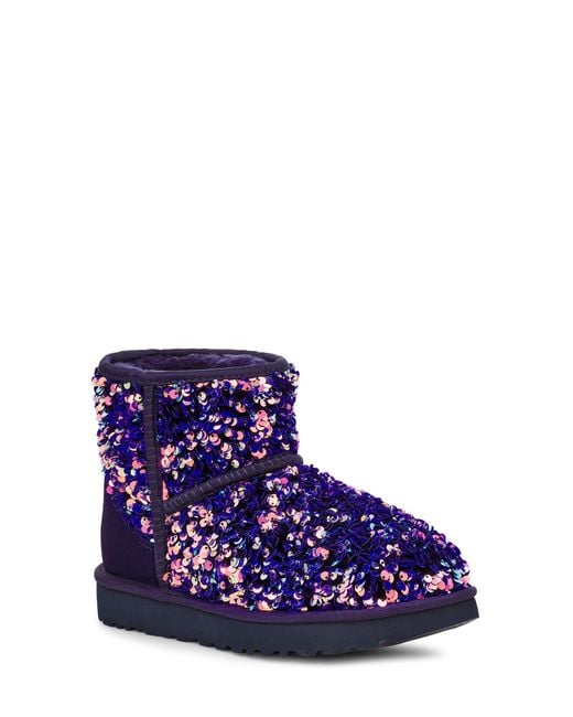 UGG ugg(r) Mini Classic Stellar Sequin Boot in Purple | Lyst