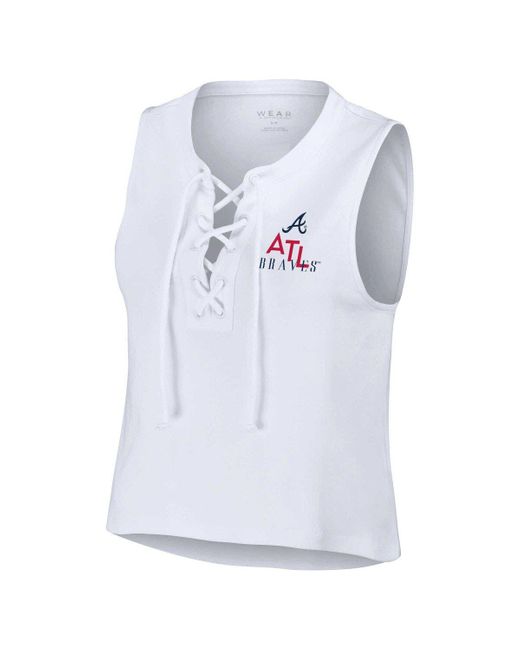 Atlanta Braves WEAR by Erin Andrews Women's Lace-Up Tank Top - White