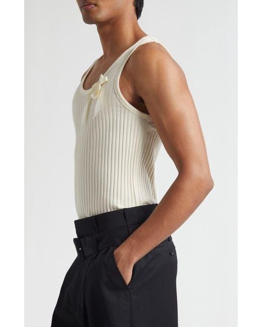 Simone Rocha Natural Ribbon Daisy Ribbed Tank for men