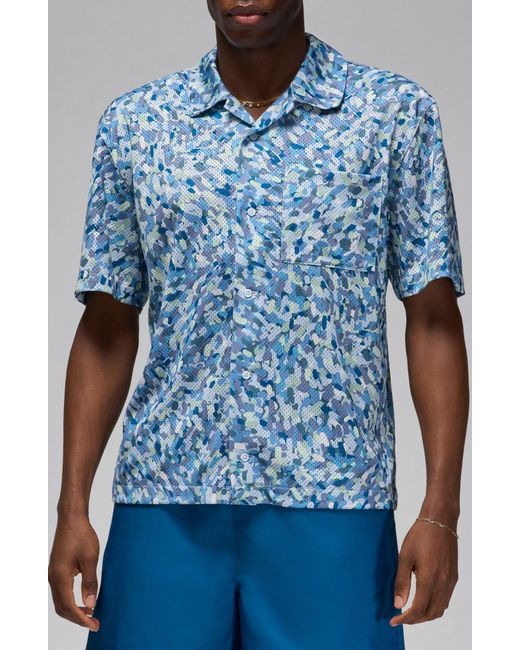 Nike Blue Poolside Mesh Camp Shirt for men