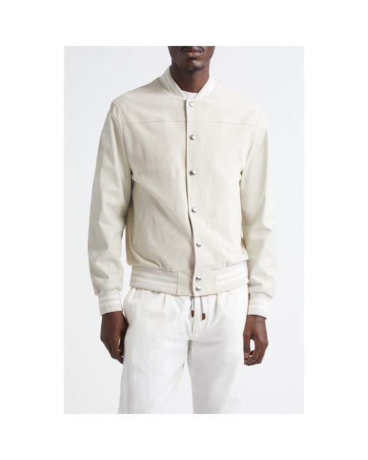 Eleventy Natural Leather Bomber Jacket for men