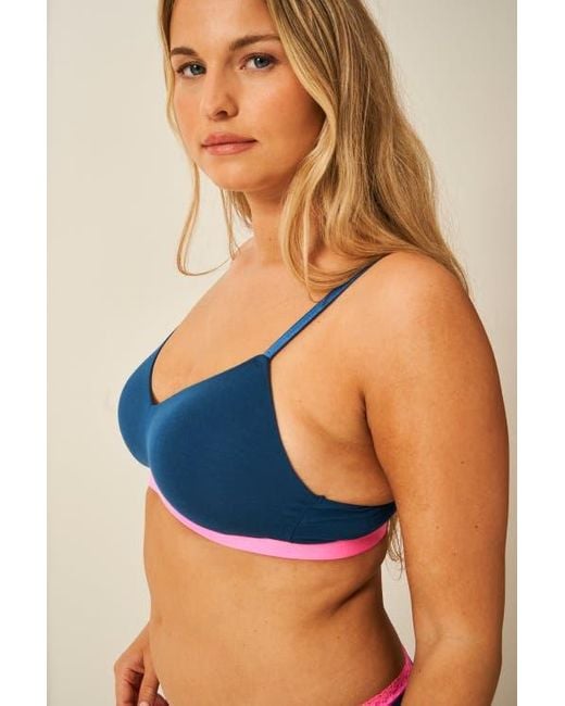 Stripe & Stare Blue Padded Bra & Original Knicker Set