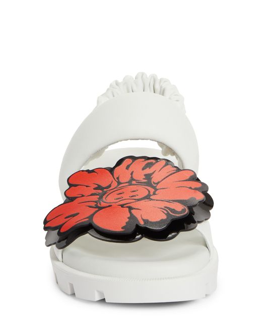 Christian Louboutin White X Shun Sudo Button Flower Lug Slingback Sandal
