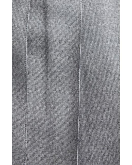 Thom Browne Gray Step Hem Pleated Wool Blend Miniskirt