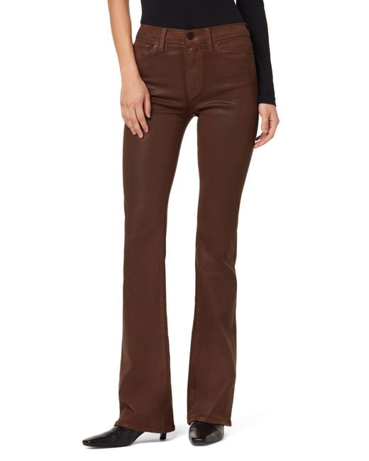Hudson Jeans Barbara High Waist Coated Bootcut Jeans in Brown | Lyst