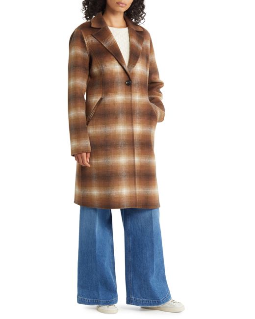 MICHAEL Michael Kors Blue Notched Collar Longline Wool Blend Coat