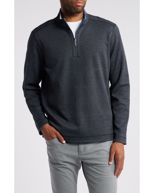 Johnston & Murphy Black Xc4 Reversible Performance Quarter Zip for men