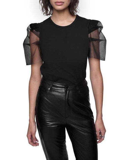 Rebecca Minkoff Black Ada Mesh Sleeve Top