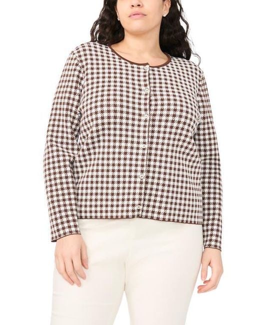 Halogen® Multicolor Gingham Crewneck Cardigan