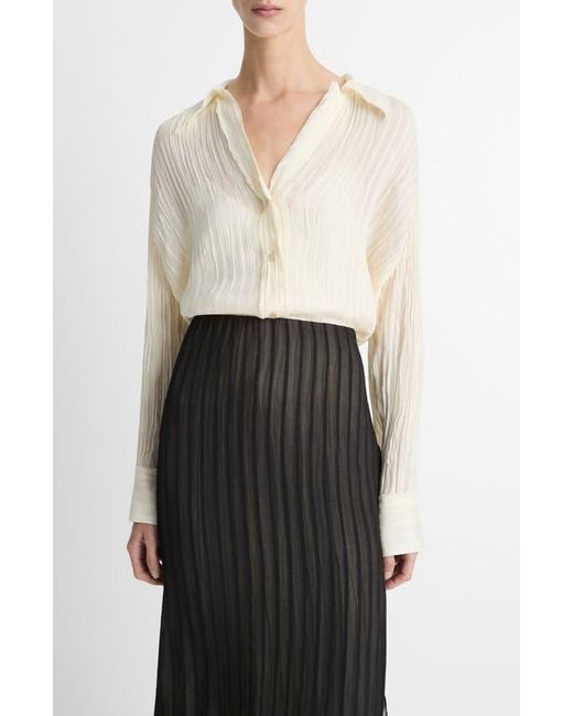 Vince White Crushed Stripe Shirt