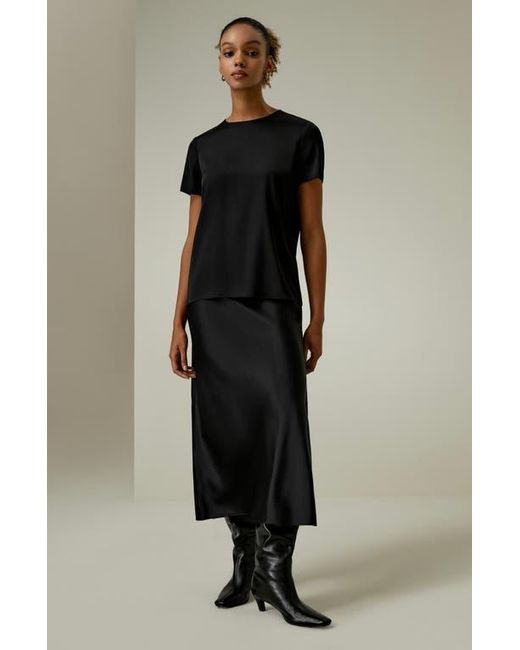 LILYSILK Black Basic Silk T-Shirt