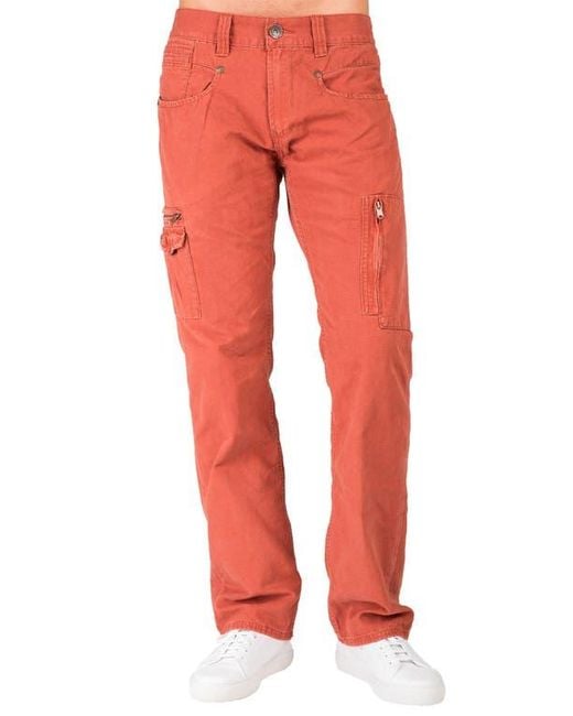 Level 7 Red Cargo Jeans for men