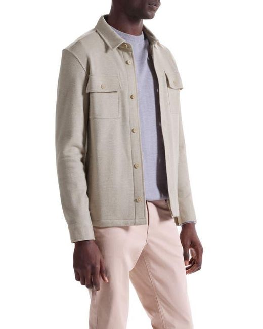 Bugatchi Gray Slub Knit Wool & Cotton Button-Up Shirt Jacket for men