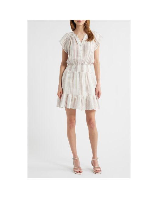 Rails White Augustine Stripe Linen Blend Dress