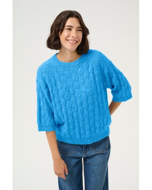Kaffe Blue Malene Half Sleeve Round Neck Pullover