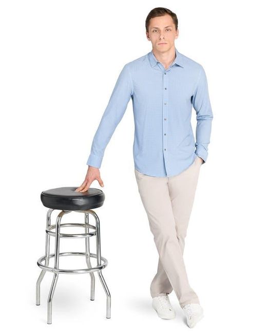 W.r.k. Blue Dash Duo Microprint Performance Button-Up Shirt for men