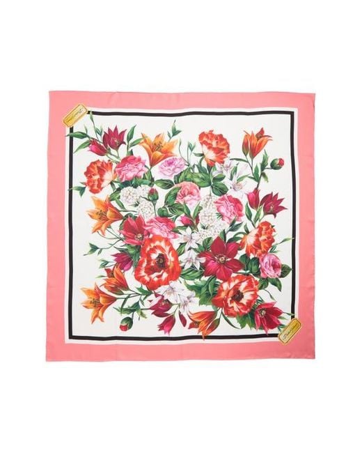 Dolce & Gabbana White Rafia Floral Print Silk Scarf