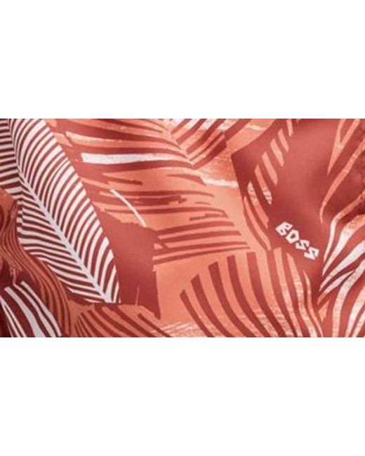 Boss Red Piranha Floral Swim Trunks for men