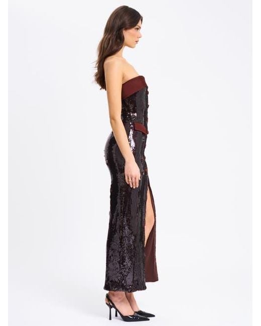 Miss Circle Red Qadira Sequin Maxi Pencil Dress