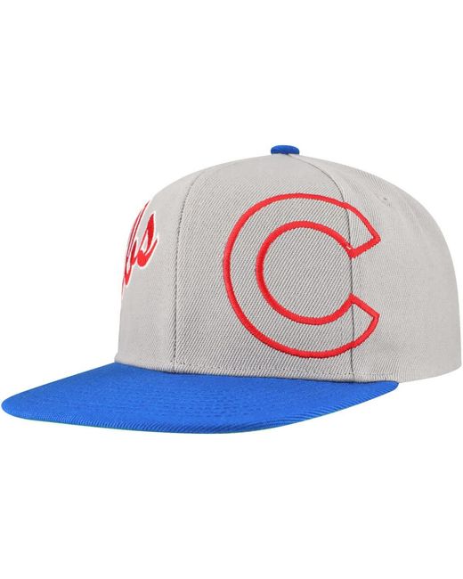 Mitchell & Ness Blue Chicago Cubs Knock Out Panel Snapback Hat for men