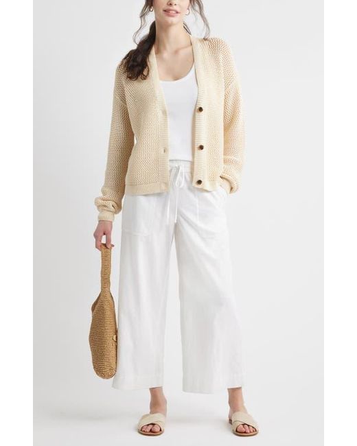 Caslon Natural Open Stitch Cotton Cardigan