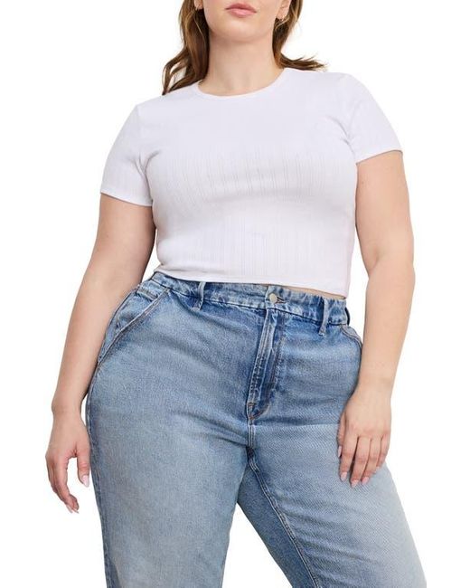 GOOD AMERICAN White Pointelle Baby Tee