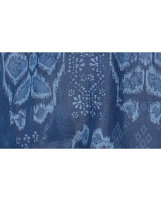Liverpool Los Angeles Blue Print Flutter Sleeve Top