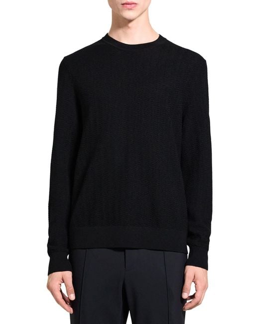 Theory Novo Merino Wool Blend Crewneck Sweater in Black for Men | Lyst