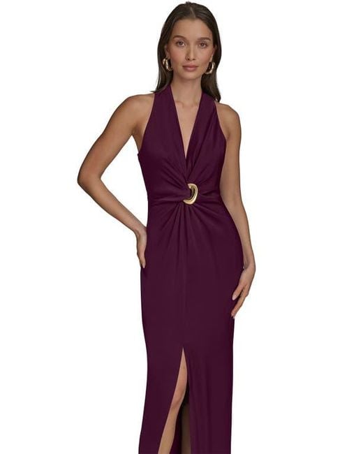 Donna Karan Purple Twisted Sleeveless Gown