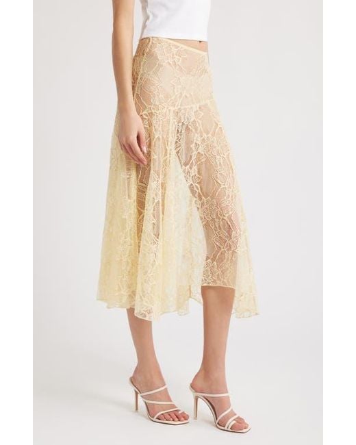 Lioness Yellow Bloom Lace Midi Skirt