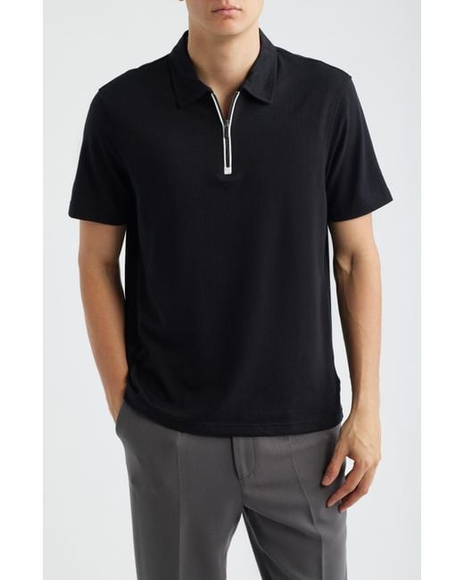 Bugatchi Black Quarter Zip Polo for men