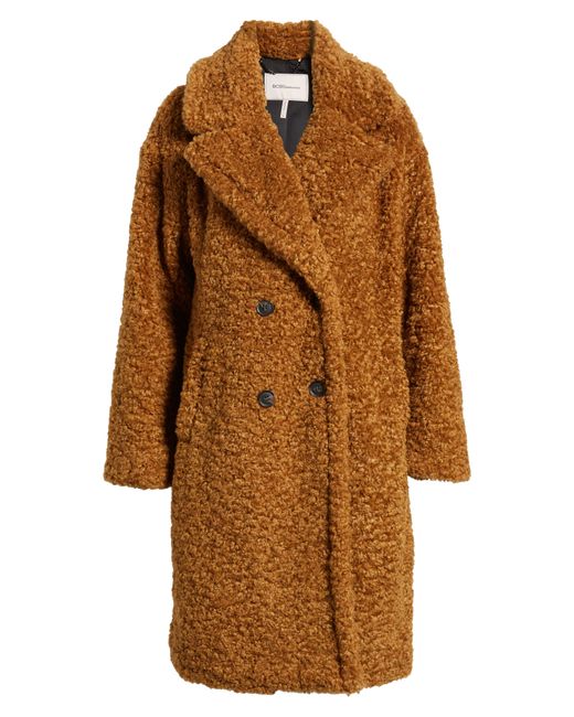 BCBGMAXAZRIA Double Breasted Faux Fur Teddy Coat in Orange Lyst