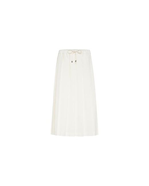 Brunello Cucinelli White Pleated Track Skirt