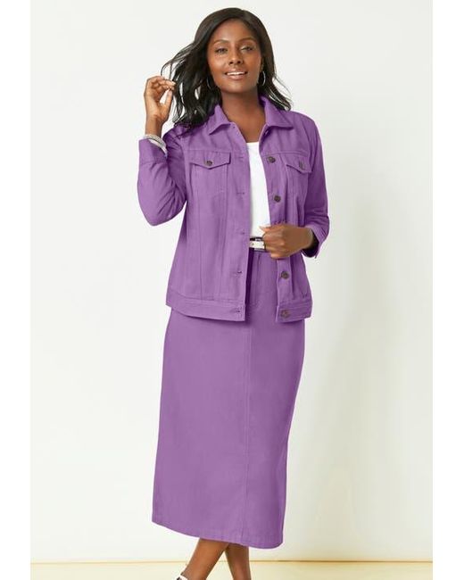 Jessica London Blue Classic Cotton Denim Midi Skirt