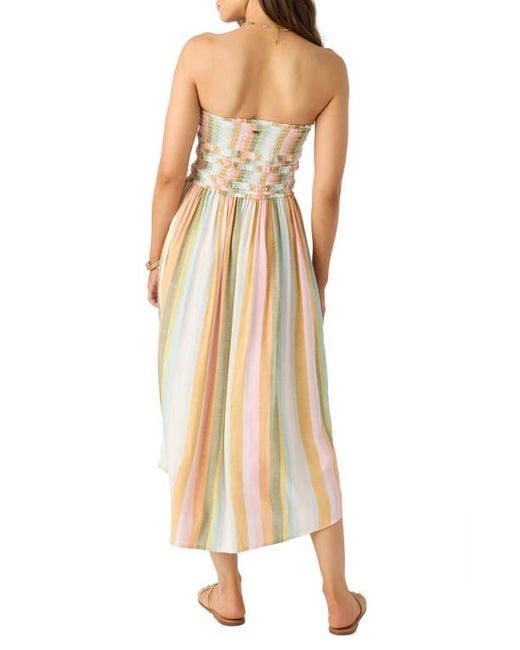 O'neill Sportswear Natural Devyn Stripe Smocked Strapless Midi Dress