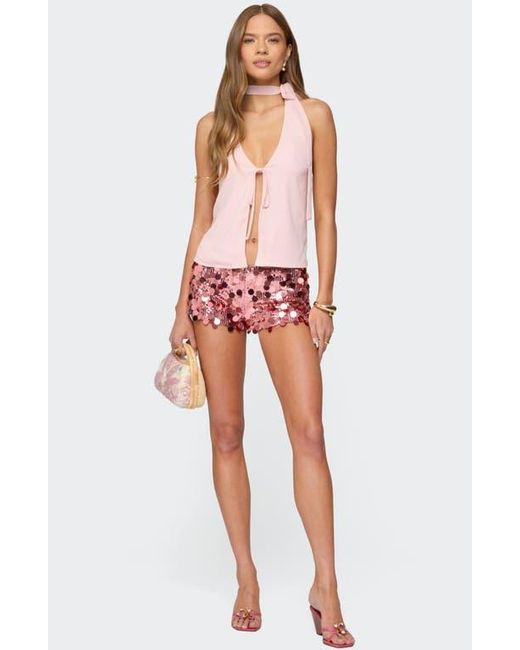 Edikted Red Sephira Sequin Microshorts
