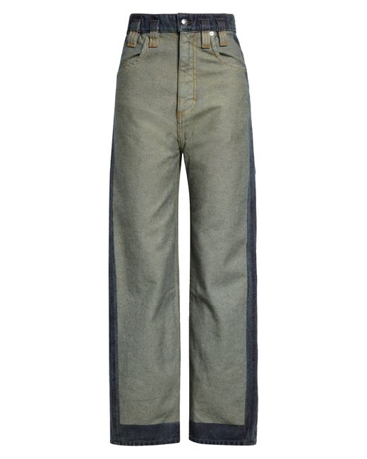 Eckhaus Latta Green Frame Effect baggy Cotton Denim Jeans