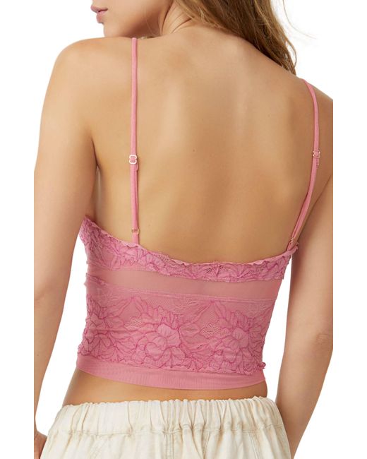 Free People Pink Intimately Fp Double Date Embroidered Mesh Crop Camisole