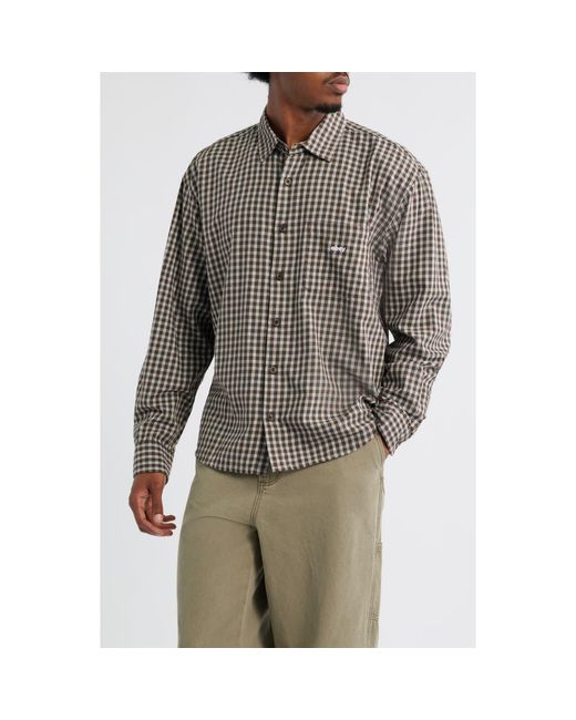 Obey Brown Bigwig Andy Shadow Check Cotton Button-Up Shirt for men