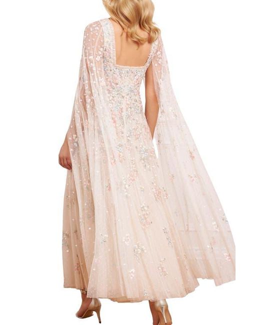 Needle & Thread Pink Versailles Ditsy Cape Sleeve Ankle Gown