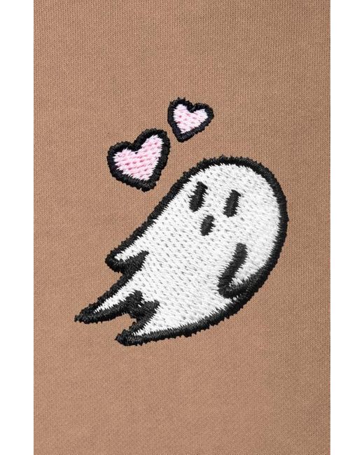 Alix Natural Heartly Ghost Midweight Fleece Relaxed Hooded Sweatshirt