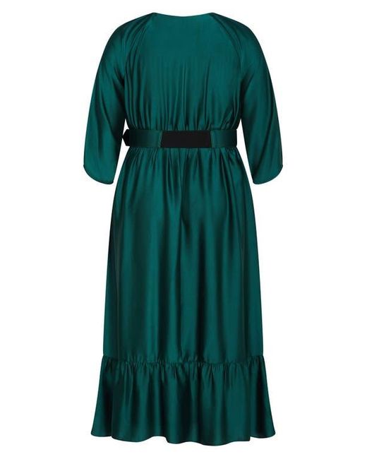 City Chic Green Betty Belted Midi Dress