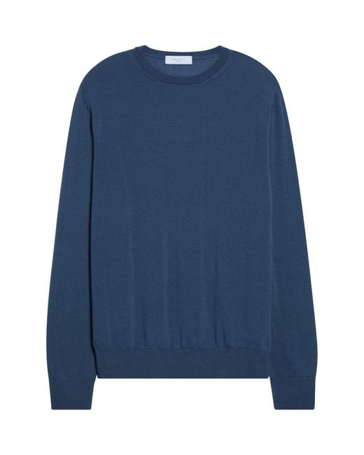 Boglioli Blue Solid Wool Crewneck Sweater for men