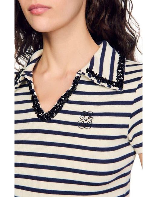 Sandro Blue Striped Polo Shirt